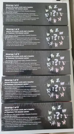 Pokemon Scarlet & Violet Prismatic Evolutions Sealed Surprise Box Lot Of (5) NEW - Image 5