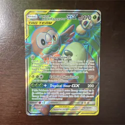 Pokemon TCG Rowlet & Alolan Exeggutor GX TAG TEAM Full Art Holo 214/236 - Image 1