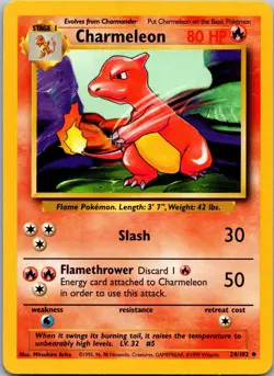 Charmeleon 24/102 Uncommon Base Set Unlimited Pokemon Near Mint - Image 1