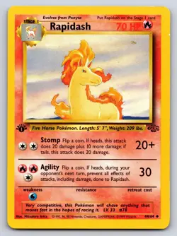 RAPIDASH 44/64 UNCOMMON JUNGLE POKEMON 1ST EDITION LP - Image 1