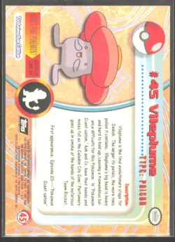 1999 Topps Pokemon TV Animation Edition Series 1 Vileplume #45 - Image 2