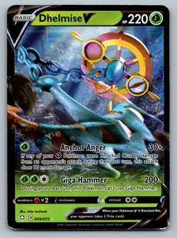 Pokemon TCG SWSH01: Sword & Shield Base Set Dhelmise V 009/202 - Image 1