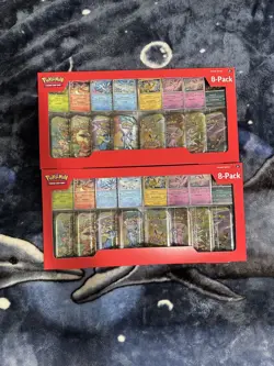2 Pokemon TCG Prismatic Evolutions Costco 8 Mini-Tin Bundle w/Promo Cards SEALED - Image 1