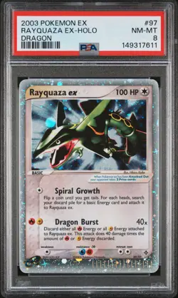 2003 POKEMON EX DRAGON #97 RAYQUAZA EX-HOLO PSA 8 - Image 1