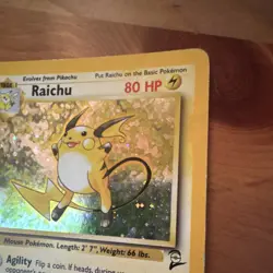 Pokemon TCG Raichu 16/130 Base Set 2 Holo Rare Unlimited English 80 HP 1999 - Image 2