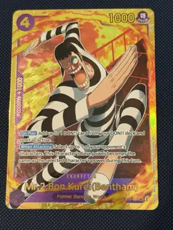 Bandai One Piece CCG Mr.2.Bon.Kurei (Bentham) EB01-061 SEC Holo ENG - Image 1