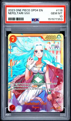 2023 ONE PIECE OP04-KINGDOMS OF INTRIGUE #118 NEFELTARI VIVI PSA 10 - Image 1