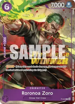 Roronoa Zoro OP-06 Pre-Release Winner Promo SEALED P-045 One Piece Card English - Image 2
