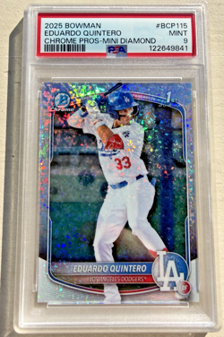 Eduardo Quintero 2025 1st Bowman Chrome #BCP-115 Mini-Diamond Refractor PSA 9 - Image 1