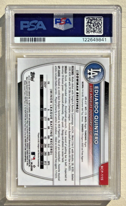 Eduardo Quintero 2025 1st Bowman Chrome #BCP-115 Mini-Diamond Refractor PSA 9 - Image 4