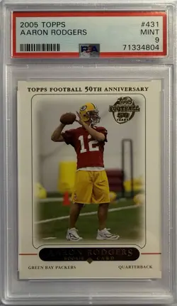AARON RODGERS Topps 2005 #431 PSA 9 ROOKIE CARD RC Packers - Image 1
