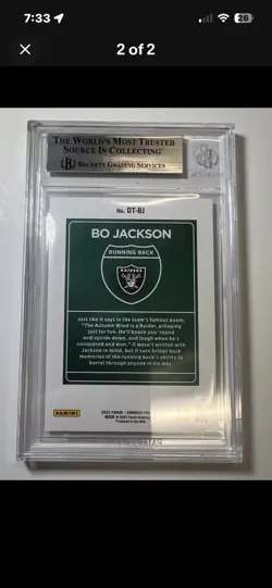 2022 Donruss - Bo Jackson Downtown - # DT-BJ - BGS 9 - Beautiful Card! WOW! - Image 2