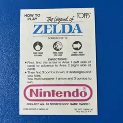 VERY NICE Vintage 1989 Nintendo Card UNUSED The Legend Of Zelda Link Screen # 9 - Image 2
