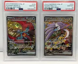 PSA 10 Roaring Moon & Raging Bolt ex SAR 218/187 222 Pokemon Card Japanese - Image 1