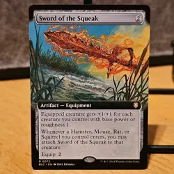 MTG Sword of the Squeak (Extended Art) Commander: Bloomburrow Set #72 NM Fresh - Image 1