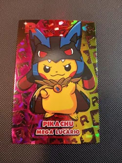 Pikachu Poncho Mega Lucario Rainbow Holo Team Rocket Card Database Peru Pokemon - Image 1