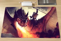 Magic the Gathering MTG Playmat Arts Jason Chan Fire Dragon Rider Card Game Mat - Image 1