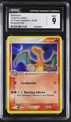 CGC 9 Charizard 6/108 Reverse Holo Stamped EX Power Keepers Pokemon Card - Image 1