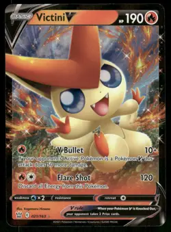 Pokemon Cards Victini V 021/163 Battle Styles Holo V Rare NM - Image 1