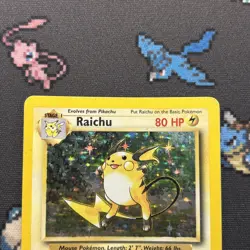 Raichu 14/102 MP -Vintage Holo Rare Pokemon Card- Base Set (3z) - Image 2