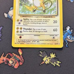 Raichu 14/102 MP -Vintage Holo Rare Pokemon Card- Base Set (3z) - Image 3