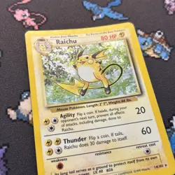 Raichu 14/102 MP -Vintage Holo Rare Pokemon Card- Base Set (3z) - Image 4