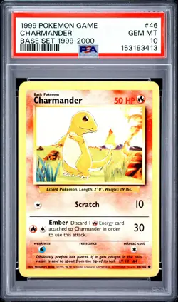 PSA 10 Charmander 46/102 Base Set 1999-2000 4th Print Pokemon Card - Gem Mint - Image 3