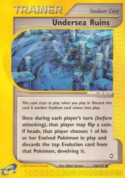 Pokemon Card - Aquapolis 138/147 - UNDERSEA RUINS (uncommon) - NM - Image 1