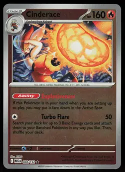 Cinderace 028/132 Rare Mega Evolution Pokemon Reverse Holo Near Mint - Image 1
