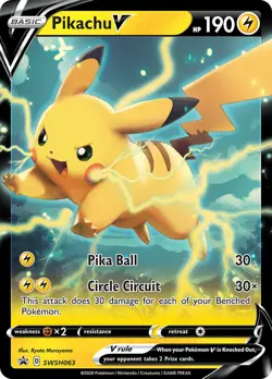 Pikachu V SWSH063 - Black Star Promo - Ultra Rare Pokemon Card - Light Play (LP) - Image 1