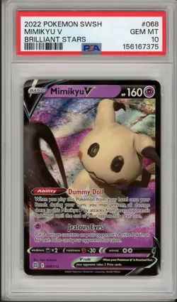 2022 Pokemon SWSH Brilliant Stars Mimikyu V #068 PSA 10 - Image 1