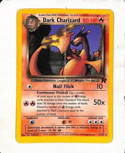 Dark Charizard 21/82 Rare Team Rocket Pokemon Unlimited Damaged - Rare - Image 1