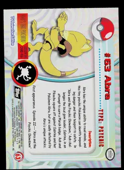 Pokemon Card - Topps TV Animation Edition Abra 63 Foil Black Logo Rays - Image 2