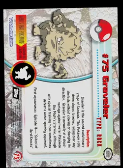 Pokemon Card - Topps Black Logo TV Animation Edition Graveler #75 Foil Rays - Image 2