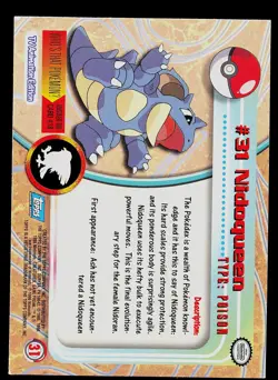Pokemon Card - Topps Blue Logo TV Animation Edition Nidoqueen #31 Foil - Image 2