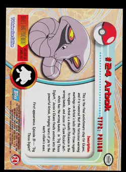 Pokemon Card - Topps Blue Logo TV Animation Edition Arbok #24 Foil - Image 2