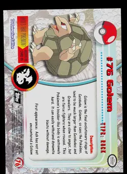 Pokemon Card - Topps Black Logo TV Animation Edition Golem #76 Foil Rays - Image 2