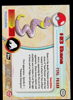 Pokemon Card - Topps Black Logo TV Animation Edition Ekans #23 Foil Rays - Image 2