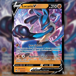Lucario V 27/73 Ultra Rare Full Art Holo NM Pokemon Card (2020 Champions Path) - Image 1