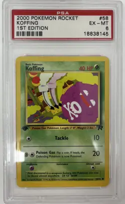 Koffing 58/82 1st Edition Team Rocket Pokemon TCG PSA 8 - Image 1