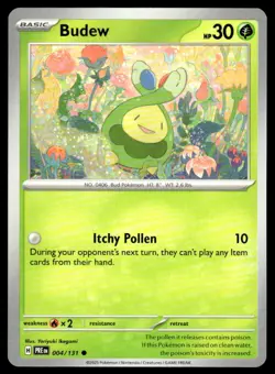 Budew 004/131 Common Prismatic Evolutions Pokemon Near Mint - Image 1