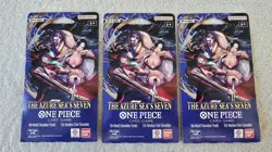 One Piece OP-14 The Azure Sea’s Seven Sleeved Booster Pack English TCG Lot of 3 - Image 1