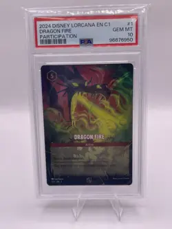 2024 DISNEY LORCANA EN C1-LORCANA CHALLENGE PROMO #1 DRAGON FIRE PSA 10 - Image 1