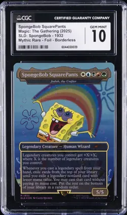 2025 MTG MYTHIC RARE FOIL BORDERLESS SPONGEBOB SQUAREPANTS CGC 10 GEM MINT - Image 1