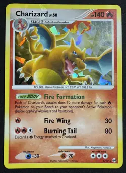 Pokemon TCG Charizard 1/99 Cracked Ice Holo Rare Platinum Arceus LP - Image 1