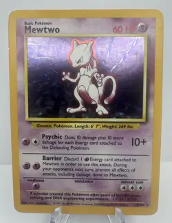 Pokemon TCG Mewtwo Base Set 10/102 Holo WOTC Vintage - Image 1
