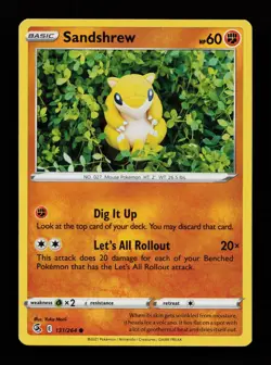 Sandshrew 131/264 Yuka Morii Common Fusion Strike Pokemon Cards - Image 1