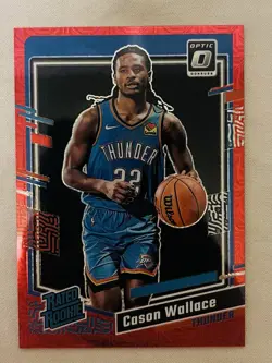 2023 Donruss Optic Cason Wallace Choice Red Prizm /88 (RC, OKC) - Image 4