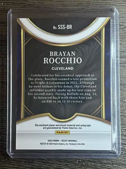 2023 Panini Select - Select Swatches Signatures Brayan Rocchio #SSS-BR auto - Image 2