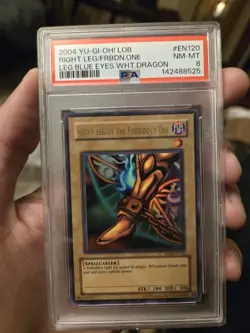 PSA 8 - Right Leg of the Forbidden One - 2002 LOB-120 - Exodia YU GI OH BLUE EYE - Image 1